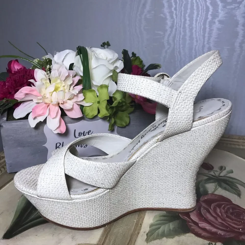 Alice & Olivia Juliet Metallic Platform Wedges Sz 40